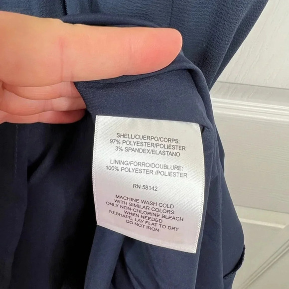 Maggy London Women's Blue V-Neck Hi-Lo Midi Dress Ruffle Detail Size 10 - Picture 11 of 12